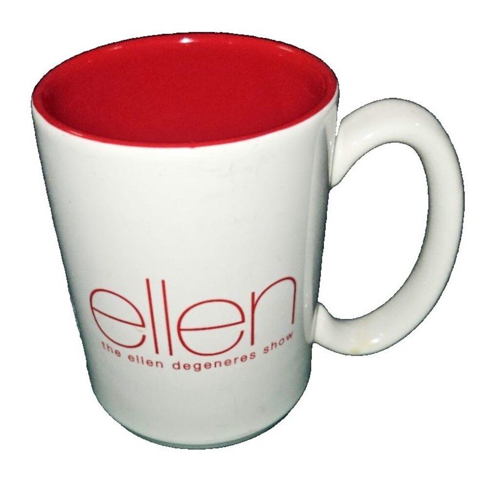 ELLEN DEGENERES Show White Red Coffee Mug MADE IN USA Collectible